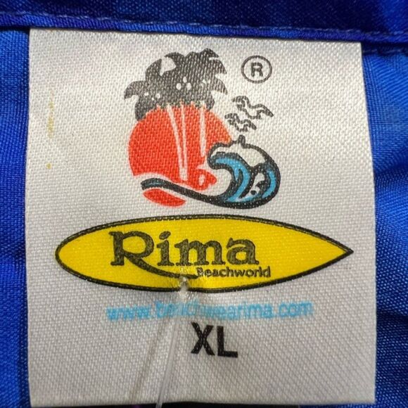 Rima Beachworld Hawaiian Shirt – Royal Blue with Island Scene - Picture 3 of 3
